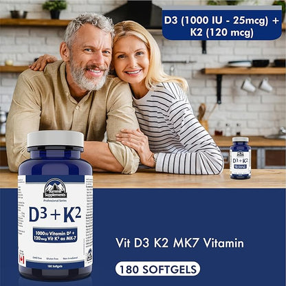 Summit Supplements - Vitamin D3 K2, 180 Softgels - Formulated to Help You Maintain Healthy Bones, Teeth and Muscles - Support Body Calcium Absorption and Reduce Risk of Fractures