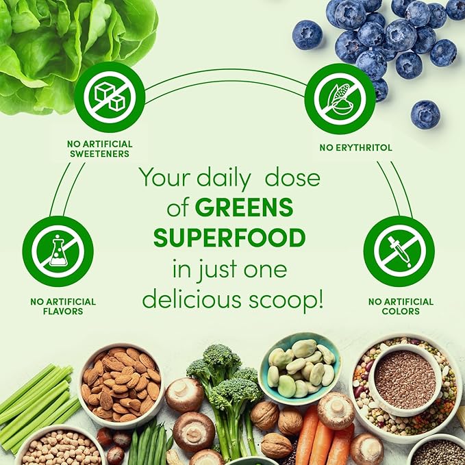 Designer Wellness, Designer Greens Superfood Powder with Prebiotics, Probiotics, Antioxidants, and Detox Support, 30 Servings