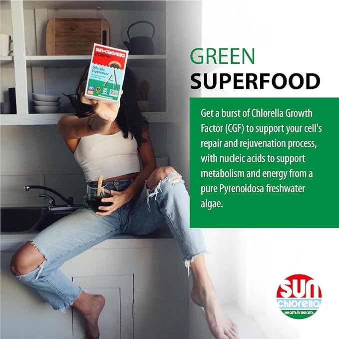 Sun Chlorella 200 mg Green Algae Superfood Supplement - Pulverized Cell Wall - Chlorophyll, CGF, Active B12, Iron, Protein - Non-GMO - 1500 Tablets