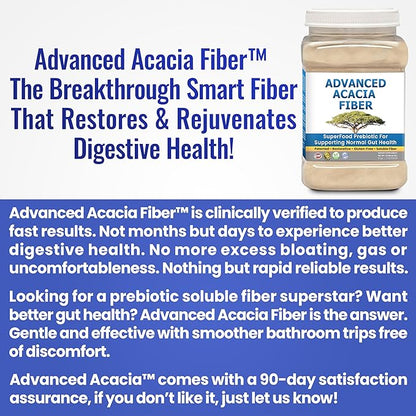 Organic Acacia Fiber Powder Prebiotic Soluble Fiber Powder Perfect Bathroom Trips, Digestion, IBS Relief, Leaky Gut Repair 24oz w/Scooper