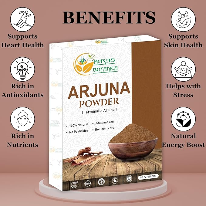 Arjuna Powder 100% Pure Arjuna Bark Powder (Arjun Ki Chaal) for Herbal Tea & Wellness – Finely Ground Tree Bark Powder for DIY Use – 5.3 oz Pack