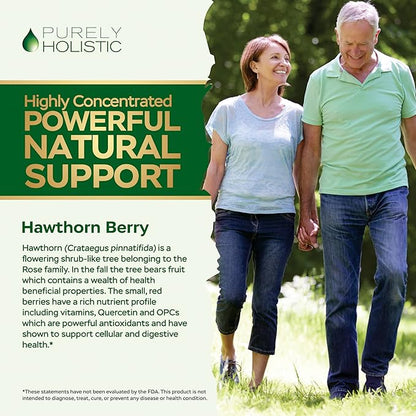Purely Holistic Hawthorn Berry - 150 Vegan Capsules - 5 Month Supply - High Strength 4:1 Extract - Non-GMO Hawthorne Supplement - Supports Cardiovascular & Digestive Health