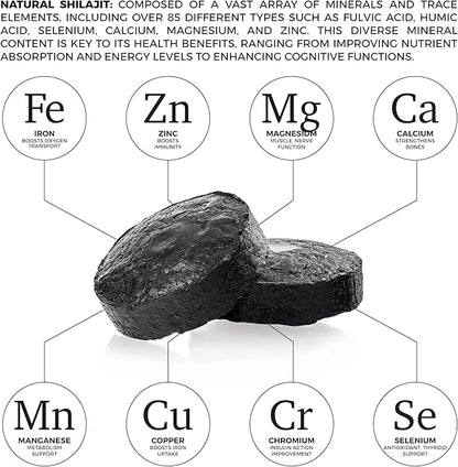 Ormus Monoatomic Gold Concentrate (HIGH Potency x12) - 1.7 fl. oz (50 ml) & Natural SHILAJIT Tablets - 120 Count, Sun Dried 100% Pure Shilajit for Men & Women