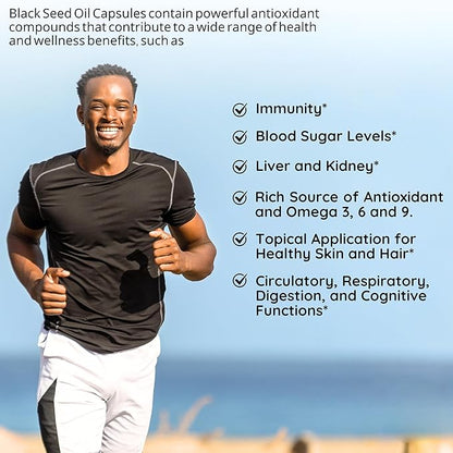 Tasnim Black Seed Oil Organic Cold Pressed Capsules 100% Pure Cold-Pressed Black Cumin Seed Oil Nigella Sativa for Immune Support, Joint Comfort and Vitality
