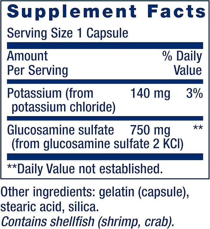 Life Extension Glucosamine Sulfate, 750 mg, Supports Knee Comfort and Joint Health, Gluten-Free, Non-GMO, 60 Capsules
