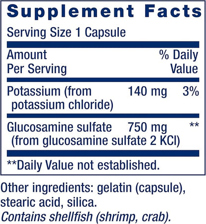 Life Extension Glucosamine Sulfate, 750 mg, Supports Knee Comfort and Joint Health, Gluten-Free, Non-GMO, 60 Capsules