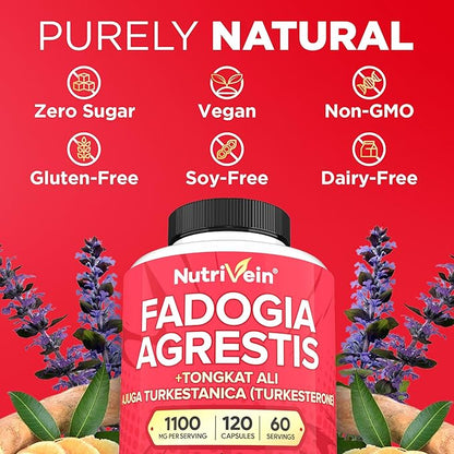 Nutrivein Premium Zinc Picolinate & Fadogia Agrestis and Tongkat Ali Supplement Bundle: Tongkat Ali Fadogia Agrestis & Zinc Picolinate Supplements for Fitness, Vitality, and Overall Wellness
