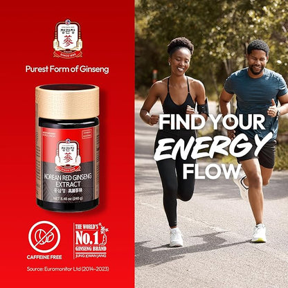 Renewed Korean Red Ginseng Extract Paste (HongSam Jung) - Panax Ginseng Adaptogen Supplements - Energy Boost & Immune Support, Caffeine Free & Gluten Free (240g, 8.47 oz)