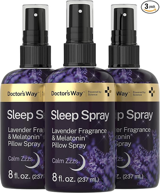Doctor's Way Sleep Spray 8 fl oz | 3 Pack | with Lavender & Melatonin | Fragrance Pillow Spray | Non-GMO, Gluten Free, Paraben Free