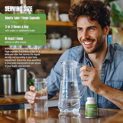 Tulsi Capsules Holy Basil Ocimum Sanctum 60 Vege Capsules 800 Mg Each