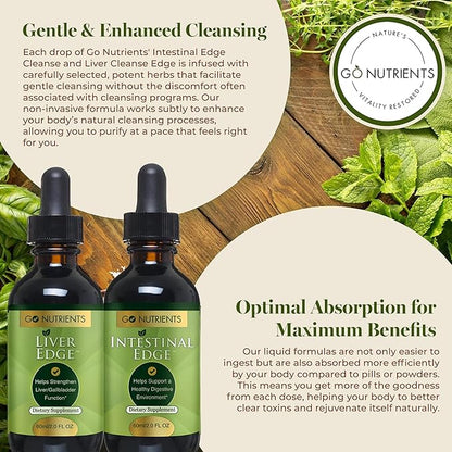 Go Nutrients Intestinal Edge Cleanse 60mL (2 oz) & Liver Cleanse Edge 60ml (2 oz) Non-GMO Soy-Free