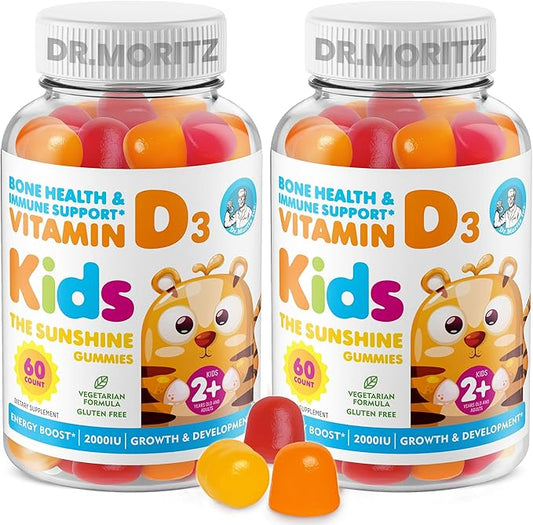 DR. MORITZ Vitamin D Gummies for Kids and Adults (2000 IU) - Chewable Kids Vitamin D Supplement for Immune Support - Vegetarian and Gelatin-Free, 2 Pack (120 Count)