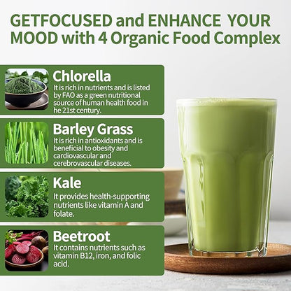 Hudetex Greens Powder Superfood for Immune Support with 12 oz，Greens Powder Smoothie Mix with Chlorella, Barley Grass, Kale & Beetroot Smoothie Booster, Chlorophyll Providing Greens.