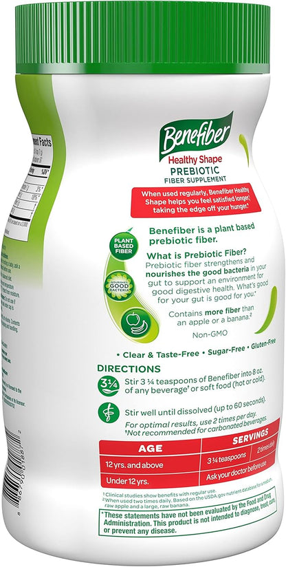 Benefiber Healthy Shape Prebiotic Fiber Supplement Powder for Digestive Health, Daily Fiber Powder - 67 Servings (17.6 Ounces)