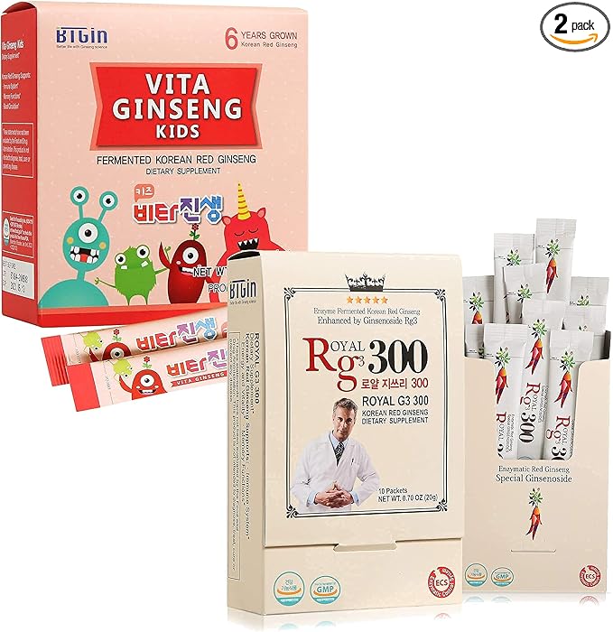 RG3 300- Ginsenosides Rg3 Enhanced + Korean Panax Red Ginseng Capsules Gin Hongsam Premium Bundle