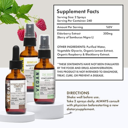 Digestive Harmony Bundle Liquid Vitamin Trio Mushroom Complex Lions Mane, Reishi, Maitake & Chaga, Zinc Picolinate & Bromelain | Non-GMO | Gluten Free | Sugar Free | 2 Fl Oz | 240 Days Supply