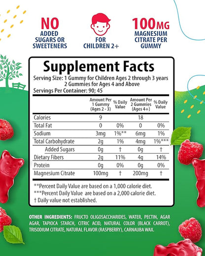 Magnesium Gummies for Adults & Magnesium Gummies for Kids & Adults - 100mg - Calm Magnesium Chews - Magnesium Citrate Chewable Supplement for Mood & Muscle Support