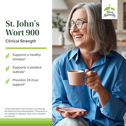 Terry Naturally St. John’s Wort 900 mg - 60 Tablets - Non-GMO, Vegan, Gluten Free - 60 Servings
