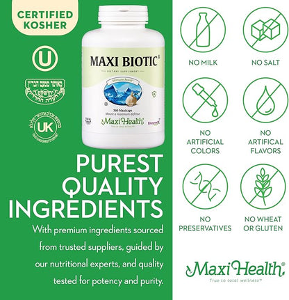Maxi Health - Maxi Biotic Aged Garlic Extract Capsules (360 Count) | Kyolic Garlic Supplement with Spirulina, Echinacea, Oregano and Enzymax - Natural Antioxidant - Wellness Support