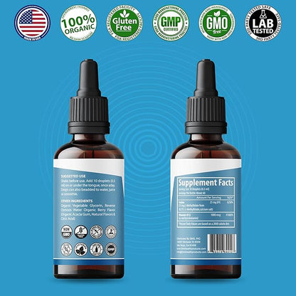 L-Methylfolate 15mg + Methyl B12 Liquid Drops – High Potency Sublingual Formula with Natural Berry Flavor – Active 5-MTHF & Bioactive B12 for Mood, Cognitive Health & Methylation Support (2oz)
