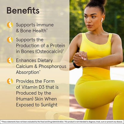 Jarrow Formulas Vitamin D3 25 mcg, Dietary Supplement, Bone and Joint, Support for Immune Health and Calcium Metabolism, 100 Softgels, 100 Day Supply