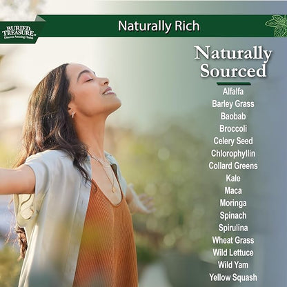 Buried Treasure Green20 Fusion – Superfood Blend with Vollagen for Skin, Hair, and Joint Support, Plant-Based, Vegan, Non-GMO Gluten-Free, Dairy-Free, Soy-Free, 32oz Liquid