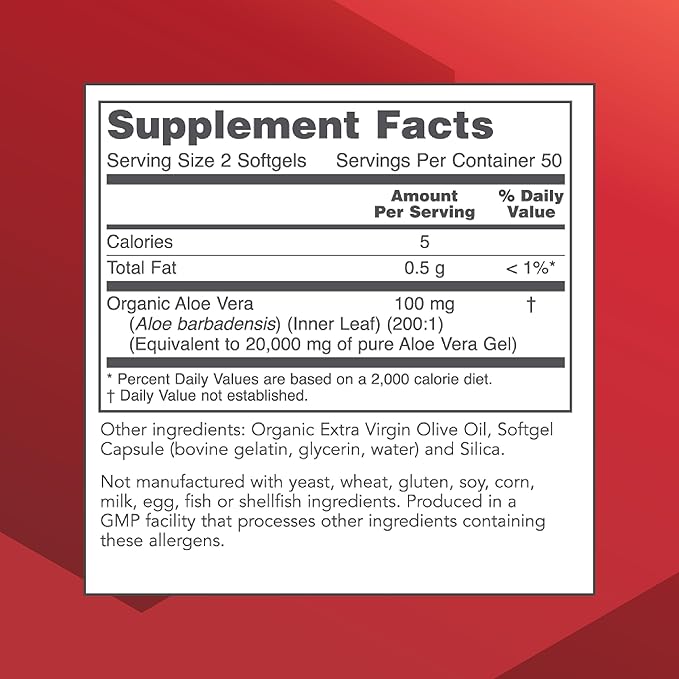 Protocol Aloe Vera Gels - Digestive Supplement* - with GAGs - Naturally Occurring Vitamins and Amino Acids - Non-GMO & Halal - 100 Softgels