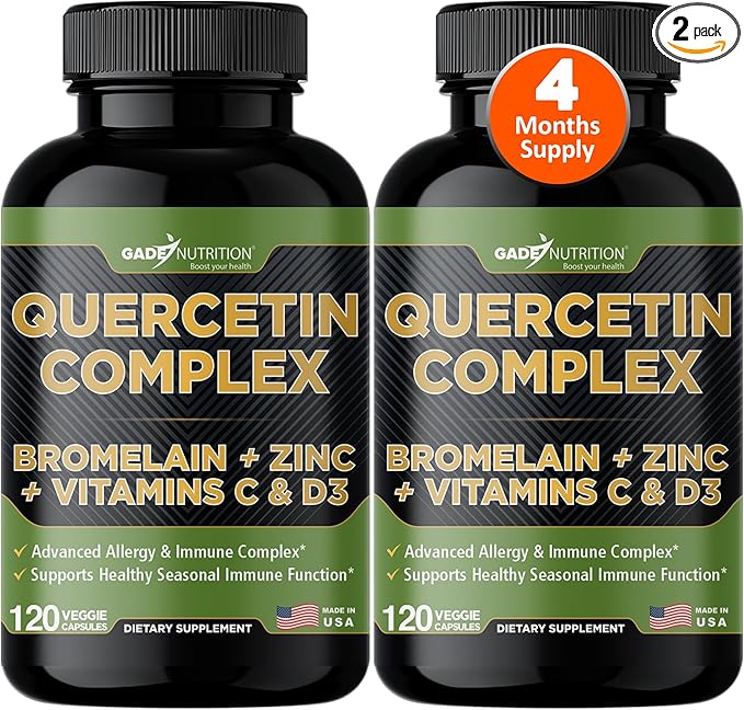 Gade Nutrition Organic Quercetin with Bromelain Vitamin C and Zinc | Immune Support Supplement Quercetin 500mg Capsules | Bioflavonoids Made in USA Third Party Tested