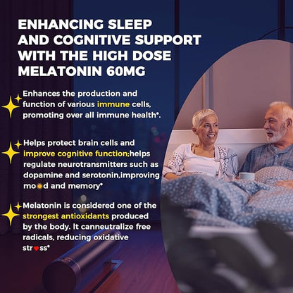 NEVISS 1Pack 60mg Melatonin Liposomal for Adults, High Dose Deep Rest & Brain Cognition, Extra Strength with Vitamin D3, K2, Chamomile for Sound Zzz Cycle, Power Antioxidant, 75 Softgels
