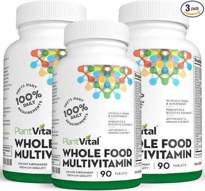 Plantvital Whole Food Multivitamin - Multivitamins with 42 Superfoods Raw Veggies and Fruits Vitamins Earth Energy Fruits and Veggies Supplement Pure Fruit and Vegetable Supplements - 270 Tablets