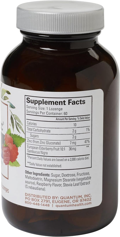 Quantum Health TheraZinc Elderberry Lozenges, Made with Zinc Gluconate for Immune Support, 60 Count