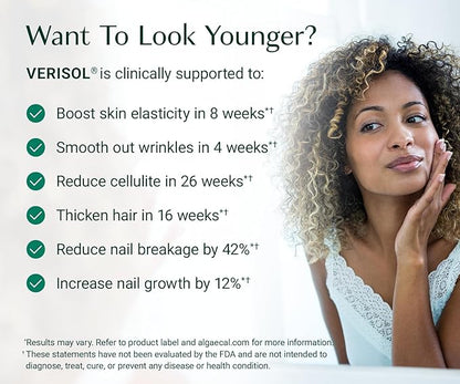 ALGAECAL Collagen: 4 Clinically-Supported Collagen Peptides VERISOL®, FORTIGEL®, UC-II®, FORTIBONE®, Anti-Aging Hydrolyzed Collagen Powder, 3 Packs, Made in USA