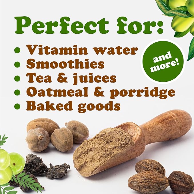 Food to Live Organic Triphala Powder, 1 Pound – Natural Detox, Blend from Fruits Amalaki, Haritaki and Bibhitaki, Non-GMO, Perfect for Tea and Smoothies, Vegan, Kosher, Bulk