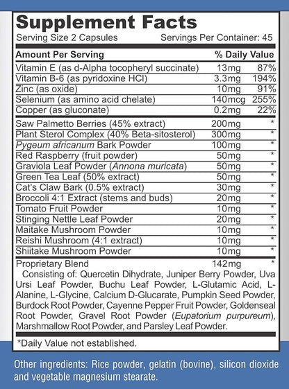 Prostate Support Formula for Men - Saw Palmetto, Plant Sterol, 33 Herbs, Bladder Control Pills to Reduce Frequent Urination & DHT Blocker to Prevent Hair Loss | Prostate Supplement | 90 Capsules