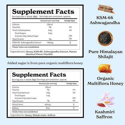 Better Alt Ashwagandha & Classic Shilajit Honey Sticks | KSM-66 Ashwagandha, Pure Himalayan Shilajit with Organic Multiflora Honey & Saffron | 60 Sticks |Energy & Immune Support Supplement (Classic + Ashwagandha)