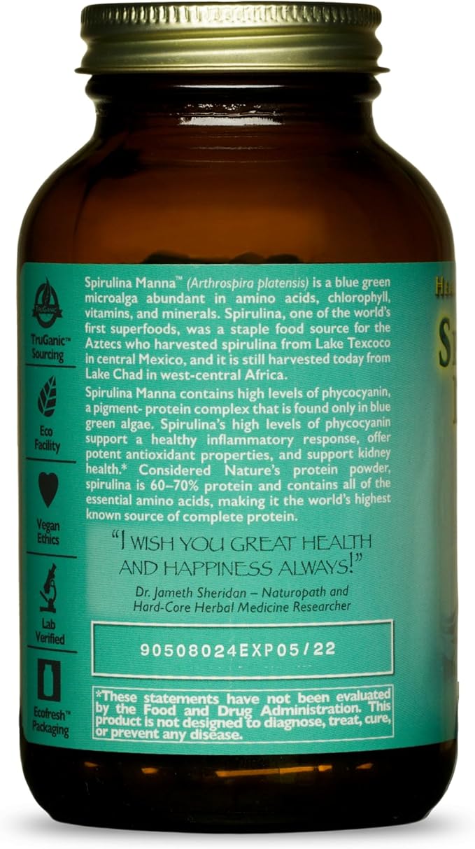 HealthForce SuperFoods Spirulina Manna - Capsules - 150 Vegan Capsules