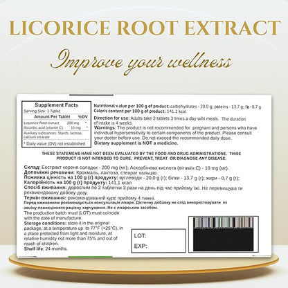 QG group Pure Licorice Root Extract (80 Tablets - 200mg Each) Dietary Supplement for Digestive and Immune Health Support. Liquorice Root Supplement for Men & Women