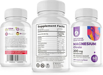 Elderberry Gummies for Kids and Magnesium 200 mg Gummies Sugar-Free - Healthy Immune System Booster and Health Support with Elderberries Extract with Magnesium Calm Chews for Kids & Adults Sugar-Free