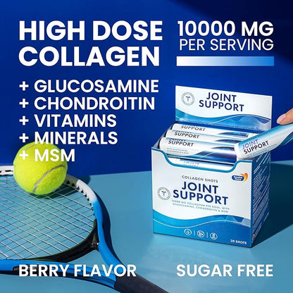 Swedish Nutra - Joint Support 30 Shots I Collagen Type I, II & III I Glucosamine, MSM, Chondroitin, Turmeric I Sugar-Free - 30 Day Supply