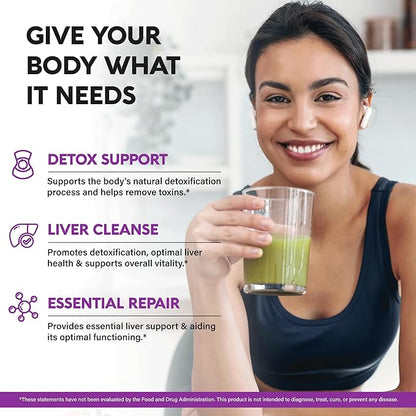 Liver Cleanse Detox & Repair - Milk Thistle | Dandelion | Artichoke | TUDCA | Glutathione & NAC - Effective Liver Health Supplement | 80% Silymarin - Laboratory Tested, Vegan - Made in USA 60 Capsules