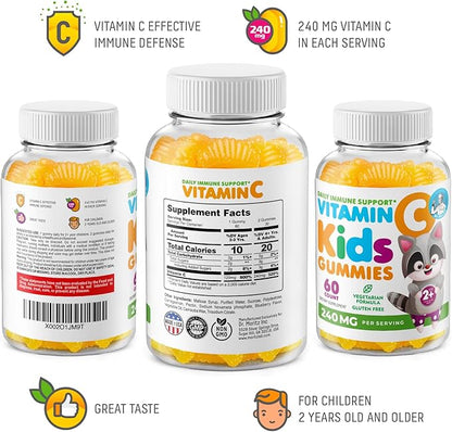 DR. MORITZ Vitamin C Gummies for Kids & Adults 240 mg - Immune Support Low-Sugar Chewable Vitamins for Toddlers - Vegetarian Gelatin-Free Children's Dietary Supplement (Citrus Flavor) (120 Count)