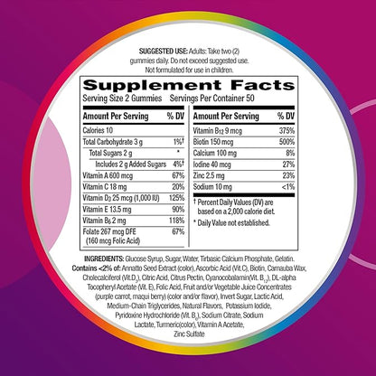 Centrum MultiGummies Gummy Multivitamin for Women, Multivitamin/Multimineral Supplement with Vitamin D3, B Vitamins and Antioxidants, Assorted Fruit Flavor - 170 Count