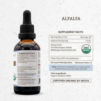 Secrets of the Tribe Alfalfa USDA Organic | Alcohol-Free Extract, High-Potency Herbal Drops | Made from 100% Certified Organic Alfalfa Dried Leaf (2 oz)