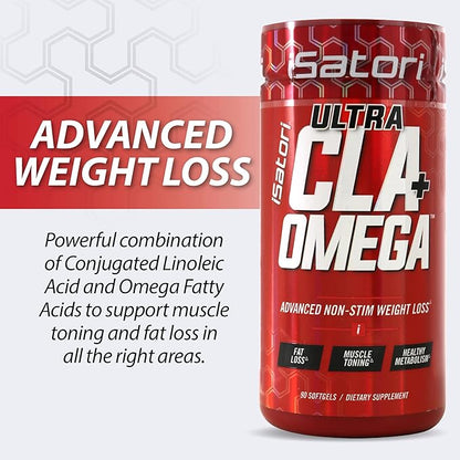iSatori Ultra CLA - Omega 3 6 9 Safflower Oil Fish Oil Conjugated Linoleic Acid - Natural Weight Loss Exercise Enhancement Fat Burner Muscle Toner - Stimulant Free Dietary Supplement - 90 Softgels