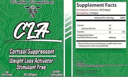 Frontline Fomulations CLA, Cortisol Suppressant, Stimulant Free, Enhances Energy and Metabolism, Increased Energy and Endurance, Train Harder, Recover Faster, Veteran Owned and Operated (90 Servings)