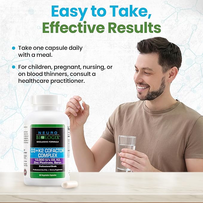 D3+K2 Cofactor Complex - Helps Maximize Vitamin D Benefits for Bone, Heart & Immune Support - Formulated with Vitamin D3, K2 (vitaMK7®), Zinc & Boron to Promote Efficient Calcium Utilization – 60 Caps