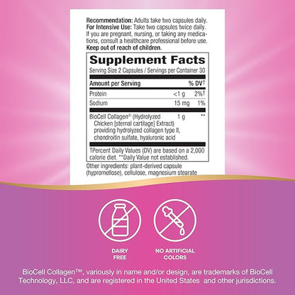 Nature's Way Hydraplenish, with Unique BioCell Collagen, Hyaluronic Acid, Promotes Collagen Production and Elasticity for Healthy Skin*, 60 Capsules (Packaging May Vary)