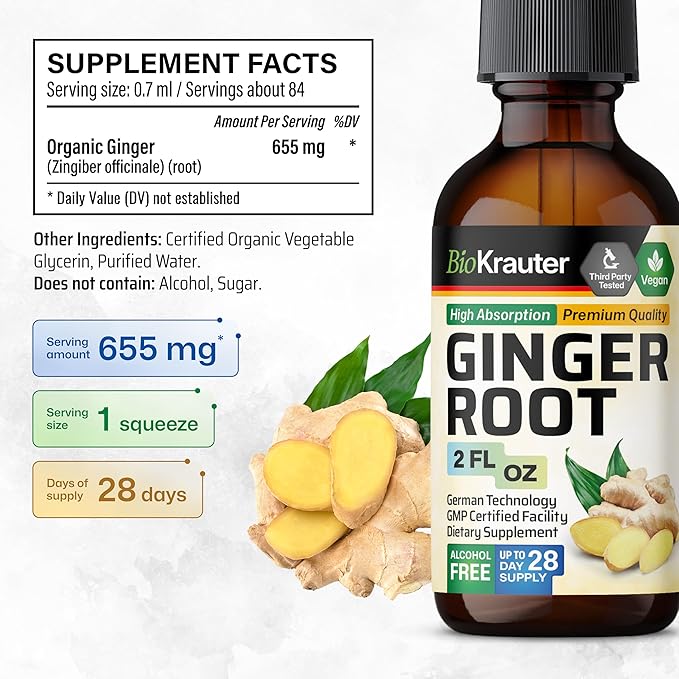 BIO KRAUTER Ginger Root Tincture 2 Fl. Oz. & Chamomile Tincture 2 Fl. Oz.