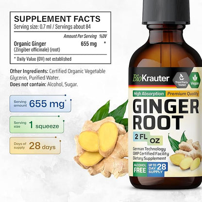 BIO KRAUTER Ginger Root Tincture 2 Fl. Oz. & Chamomile Tincture 2 Fl. Oz.