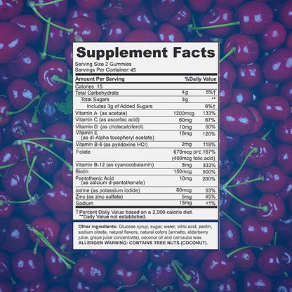 Focus Multivitamin Gummies | Flavored Vitamin Supplement | Boost Energy Levels | Support Overall Health | Daily Dietary Vitamin | 90 Ct, 45 Day Supply